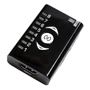 Vue de dessus du Dr HDMI avec les huit LED de banque EDID et les touches de commande