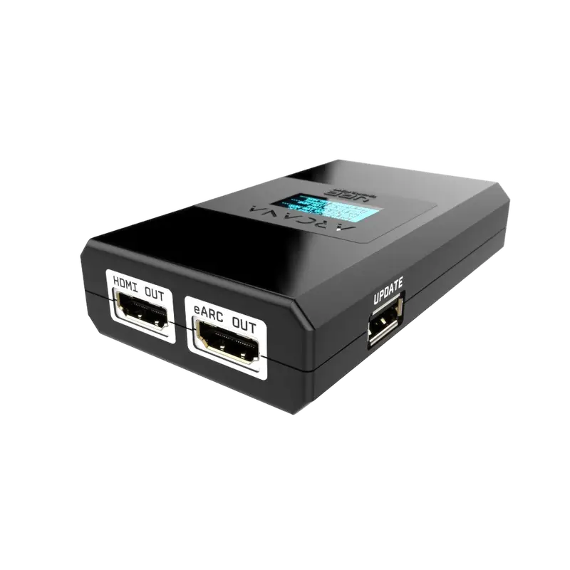 HDfury Arcana 2 OLED display showing 4K120 VRR signal info