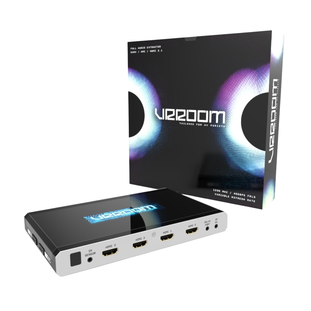 HDFury VRROOM 8K HDMI 2.1 matrix and audio extractor – retail box front