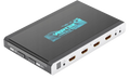 Matrice et switch HDMI HDfury Vertex 2 vus de dessus en biais, face entrées : capteur IR, quatre entrées HDMI numérotées de 0 à 3, prises add-on et IR RX